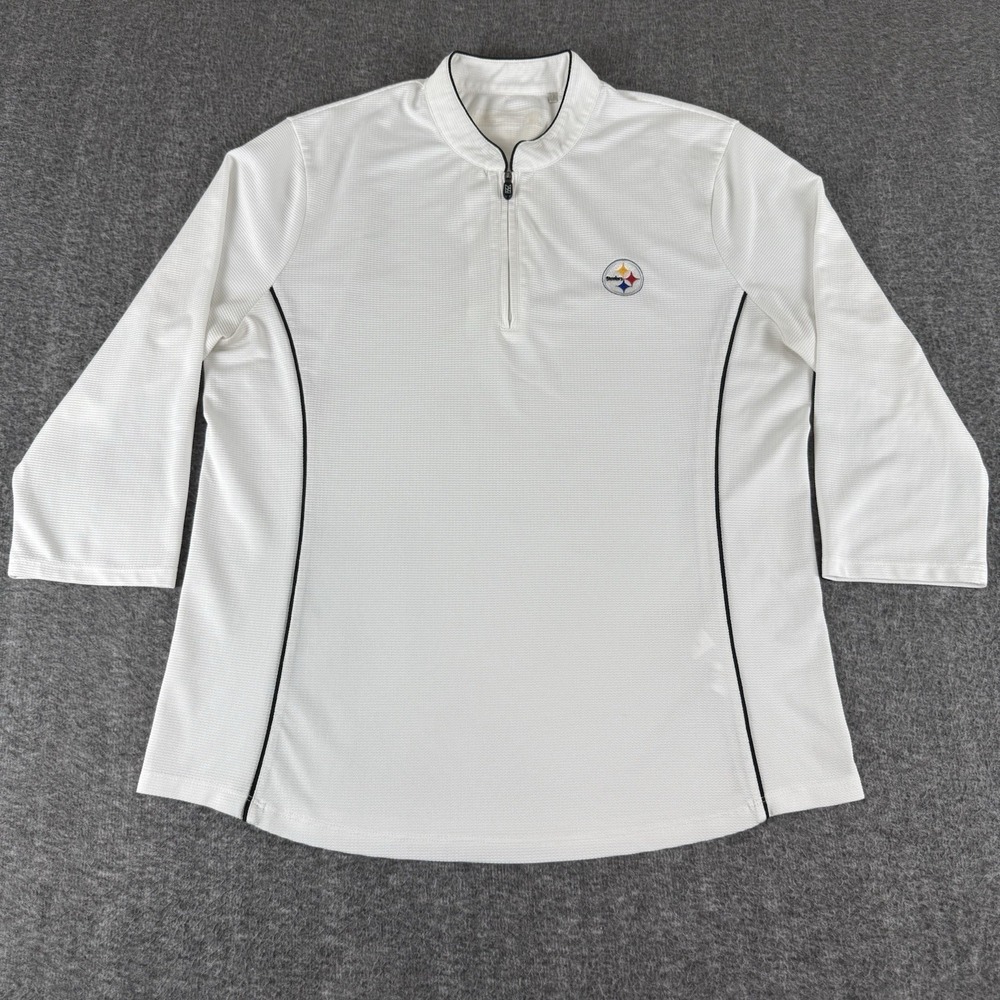 Cutter & Buck Pittsburgh Steelers Womens L 1/4 Zip Performance Pullover White
